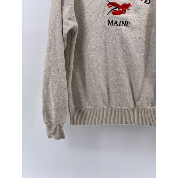 ESY SURF CO Men's Beige Knit Embroidered Portland Maine Crewneck Sweater SZ S - Picture 7 of 10